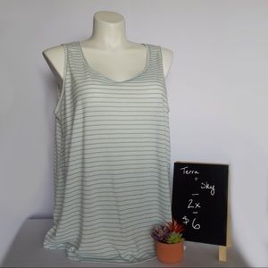 Terra & Sky White and Blue Striped Tank Top